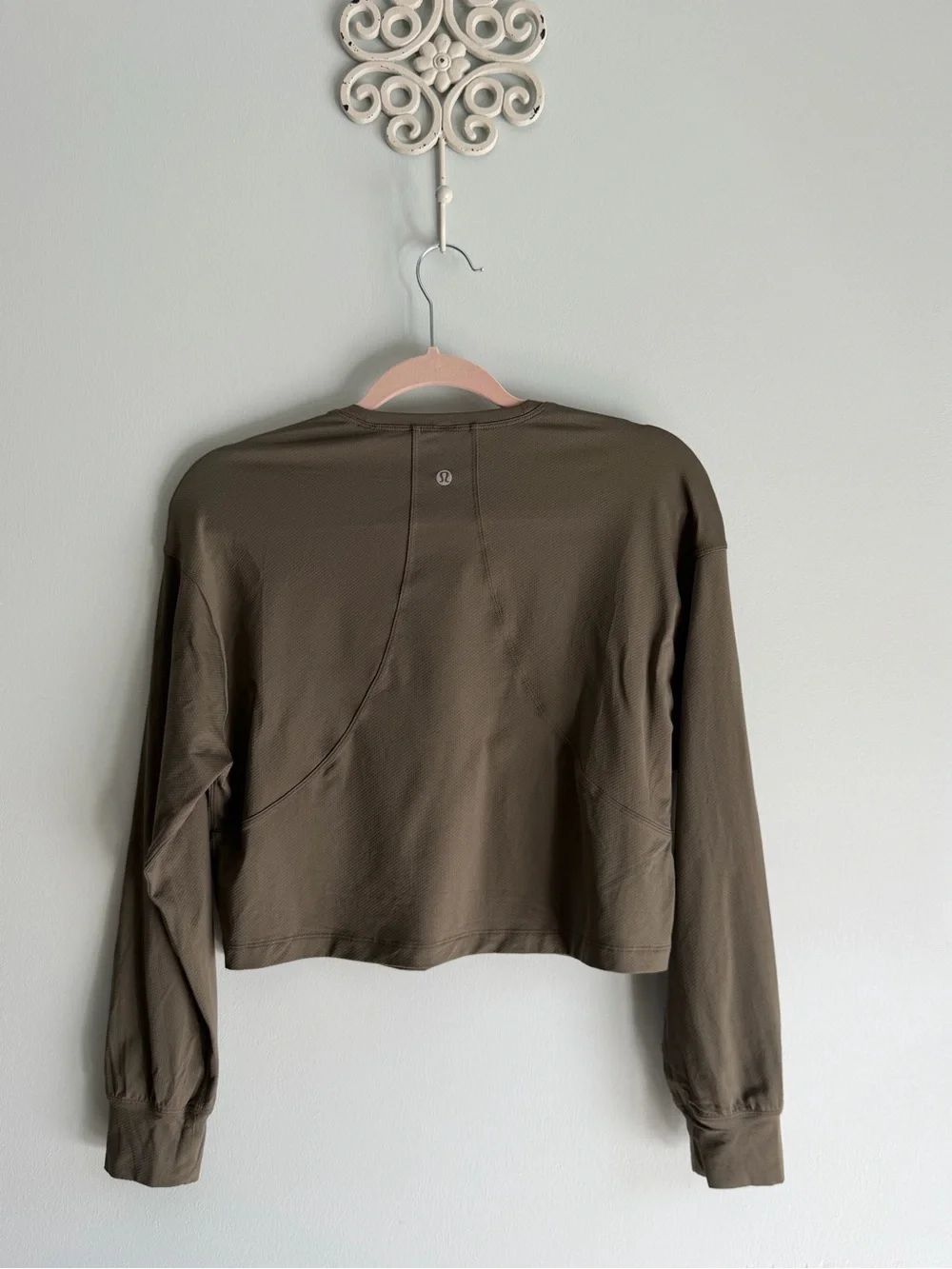 Lululemon Long-Sleeve Cropped Tee Olive Green Sz 4